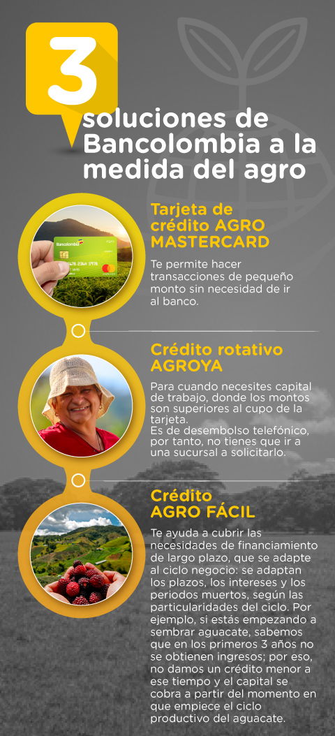Tres soluciones de Bancolombia diseñados a la medida del agro