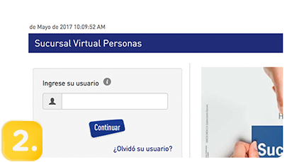 Ingresa tu usuario y clave en la Sucursal Virtual Personas