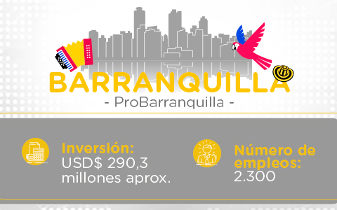 Barranquilla - ProBarranquilla -USD$ 290,3 millones aprox. - # de empleos: 2.300
