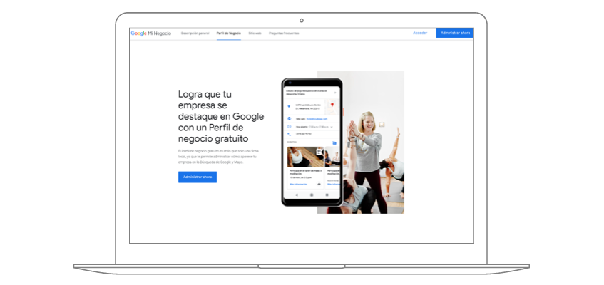 Captura de pantalla de Google y algunas de sus aplicaciones para negocios