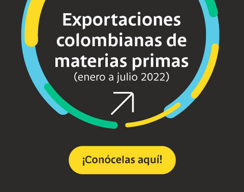 Exportaciones colombianas de materias primas de enero hasta julio de 2022.