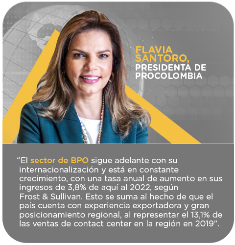 Para Flavia Santoro, presidenta de ProColombia, el sector BPO está en proceso de internacionalización y crecimiento.