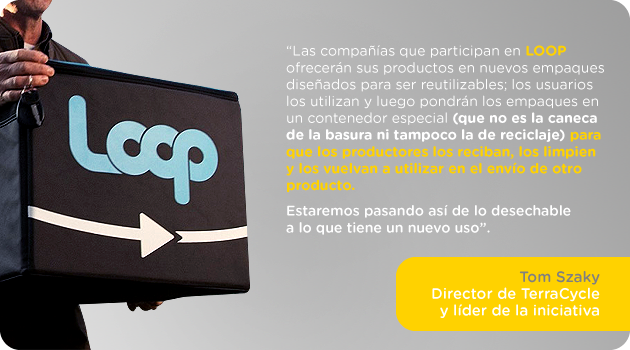 Frase caso LOOP: “Las compañías que participan en LOOP ofrecerán sus productos en nuevos empaques diseñados para ser reutilizables.”